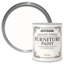 Rust-Oleum Chalk White Chalky Effect Matt Furniture Paint, 750ml