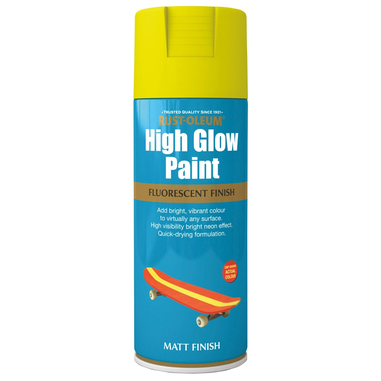 Rust-Oleum High glow Yellow Matt Fluorescent effect Multi-surface Spray paint, 400ml Rust-Oleum High Glow Yellow Matt Fluorescent Effect Multi-surface Spray Paint, 400ml -Home Paint Store rust oleum high glow yellow matt fluorescent effect multi surface spray paint 400ml5013296950022 08c bq scaled