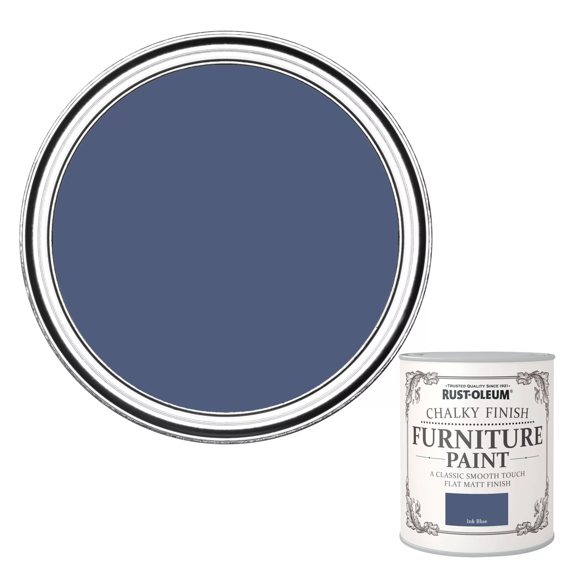 Rust-Oleum Ink blue Flat matt Furniture paint, 750ml Rust-Oleum Ink Blue Flat Matt Furniture Paint, 750ml -Home Paint Store rust oleum ink blue flat matt furniture paint 750ml5013296032322 02c bq