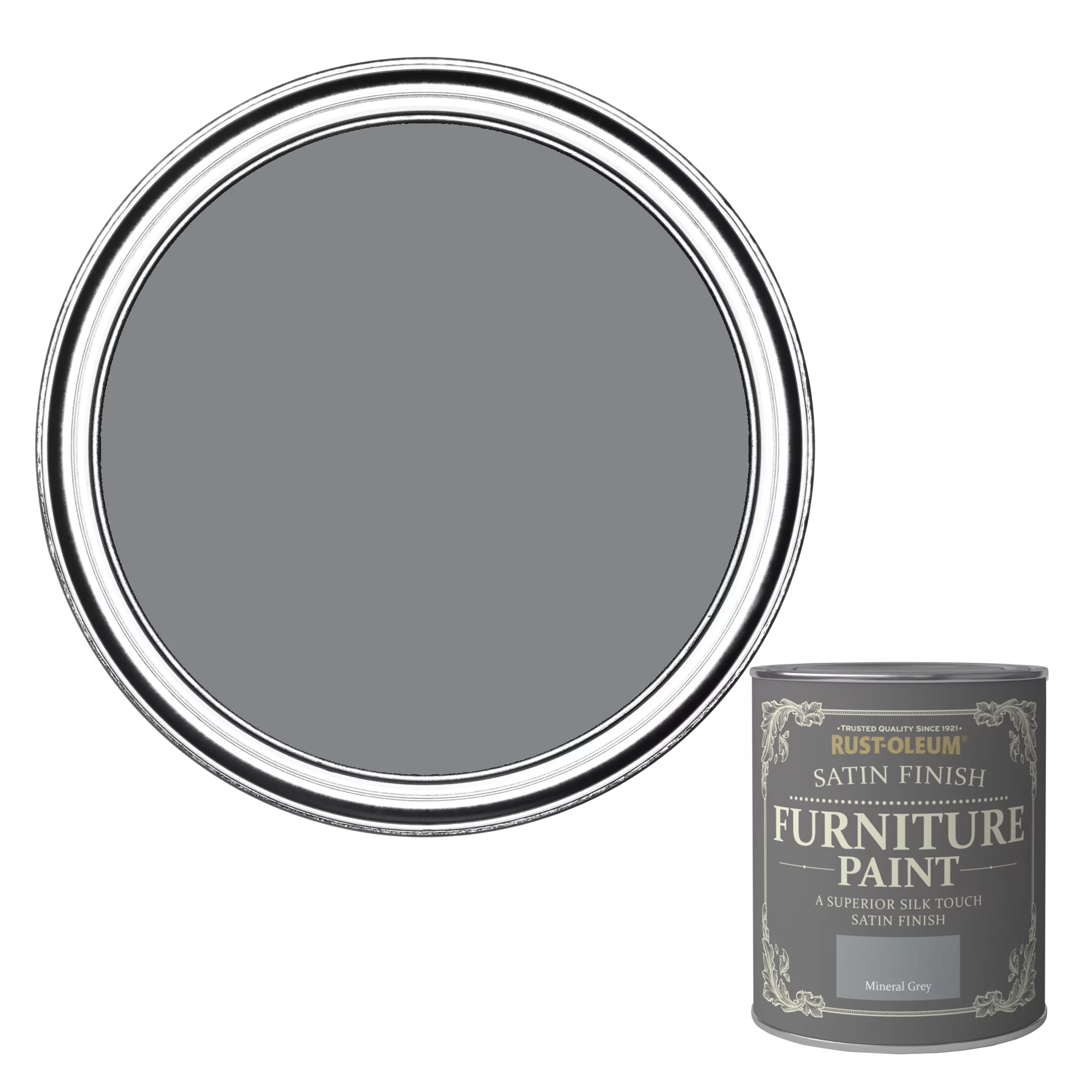 Rust-Oleum Mineral grey Satinwood Furniture paint, 750ml Rust-Oleum Mineral Grey Satinwood Furniture Paint, 750ml -Home Paint Store rust oleum mineral grey satinwood furniture paint 750ml5013296037310 02c bq