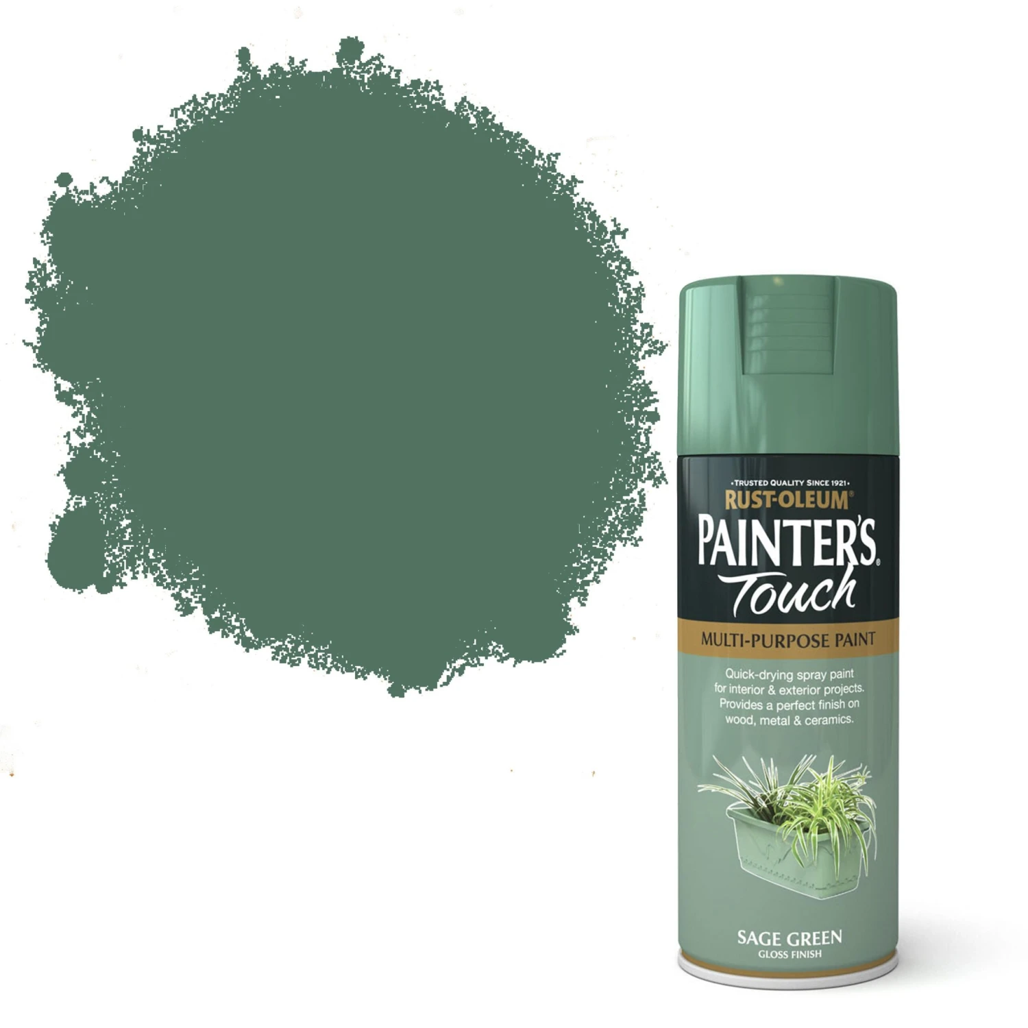 Rust-Oleum Painter's touch Sage green Gloss Multi-surface Decorative spray paint, 400ml Rust-Oleum Painter's Touch Sage Green Gloss Multi-surface Decorative Spray Paint, 400ml -Home Paint Store rust oleum painter s touch sage green gloss multi surface decorative spray paint 400ml5013296950275 02c bq scaled