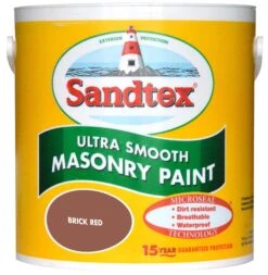 Sandtex Ultra Smooth Brick Red Smooth Masonry Paint, 2.5L