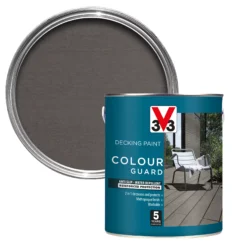 Home Paint Store 25 V33 Colour Guard Matt Dark Silver Decking Paint, 2.5L