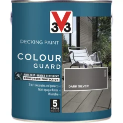 V33 Colour Guard Matt Dark Silver Decking Paint, 2.5L -Home Paint Store v33 colour guard matt dark silver decking paint 2 5l3153895163026 03c