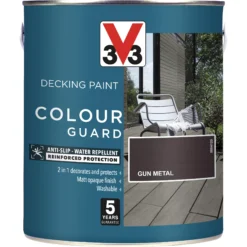 V33 Colour Guard Matt Gun Metal Decking Paint, 2.5L -Home Paint Store v33 colour guard matt gun metal decking paint 2 5l3153895163033 03c