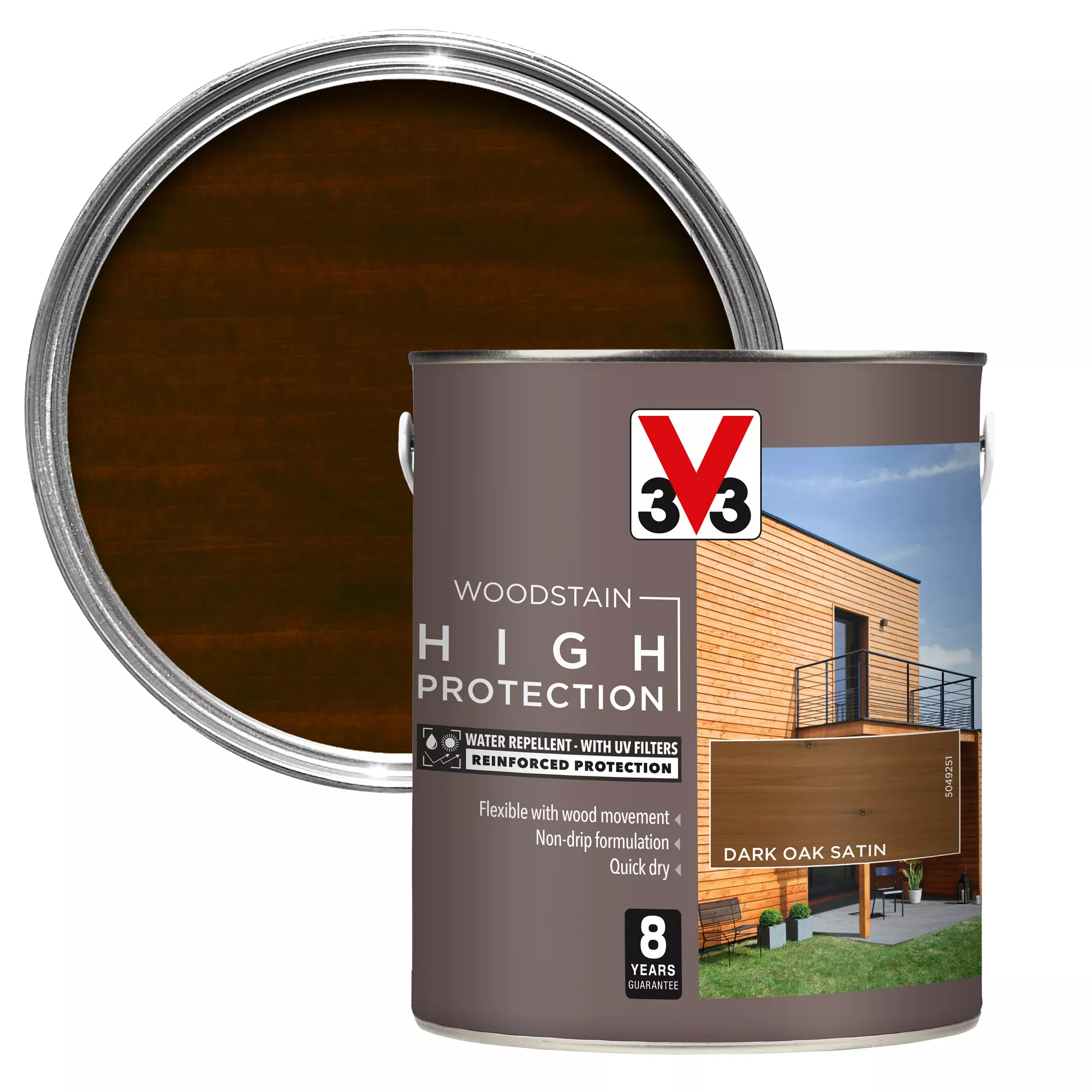 V33 High protection Dark oak Mid sheen Wood stain, 2.5L V33 High Protection Dark Oak Mid Sheen Wood Stain, 2.5L -Home Paint Store v33 high protection dark oak mid sheen wood stain 2 5l3153895144513 02c bq