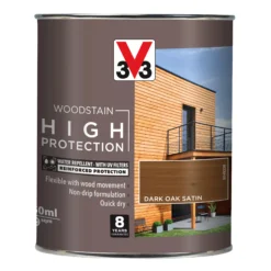 V33 High Protection Dark Oak Mid Sheen Wood Stain, 750ml -Home Paint Store v33 high protection dark oak mid sheen wood stain 750ml3153895144384 08c bq