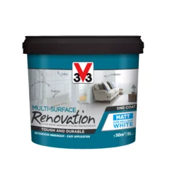 V33 Renovation Pure Brilliant White Matt Multi-surface Paint, 5L