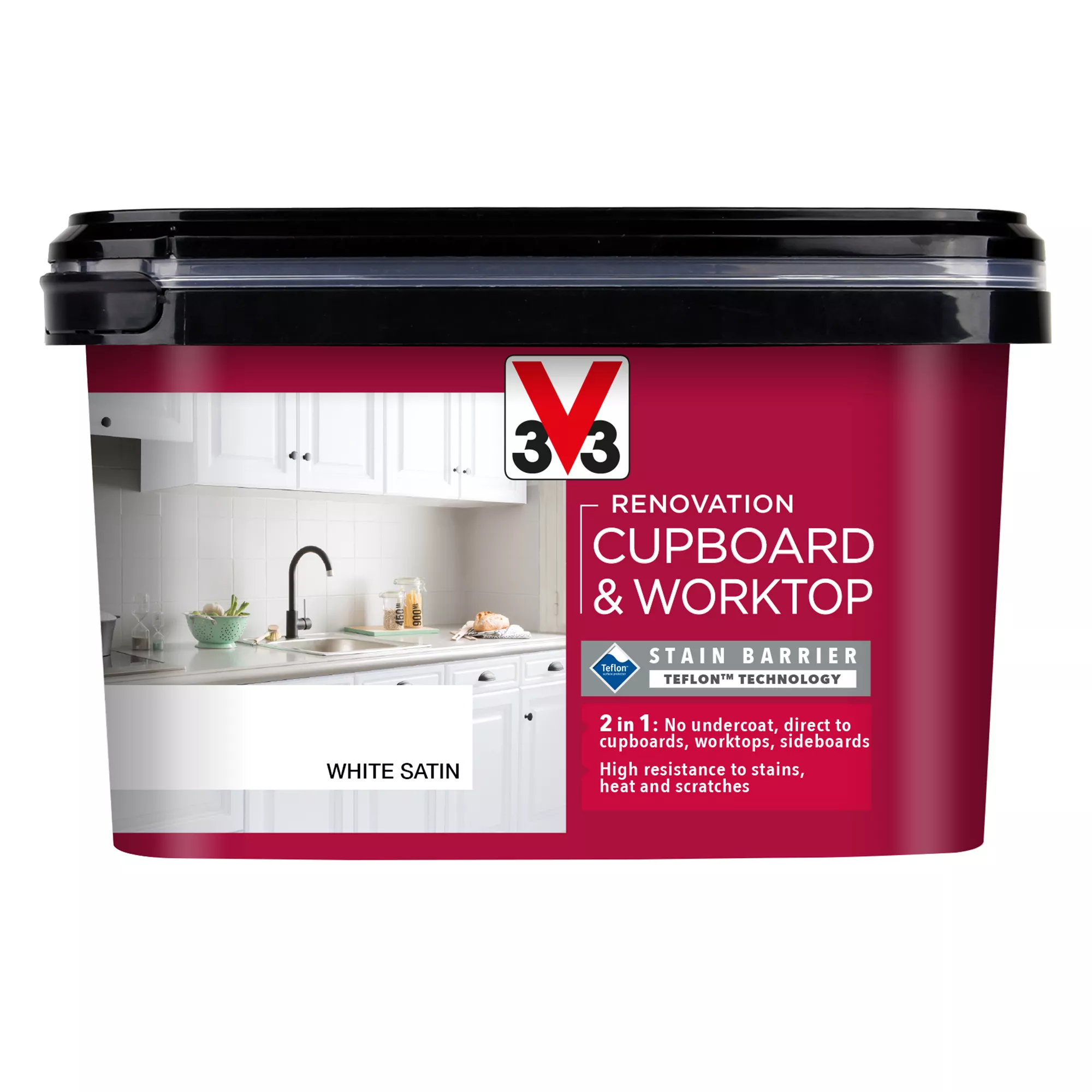 V33 Renovation White Satin Cupboard & cabinet paint, 2L V33 Renovation White Satin Cupboard & Cabinet Paint, 2L -Home Paint Store v33 renovation white satin cupboard cabinet paint 2l3153895181051 08c bq