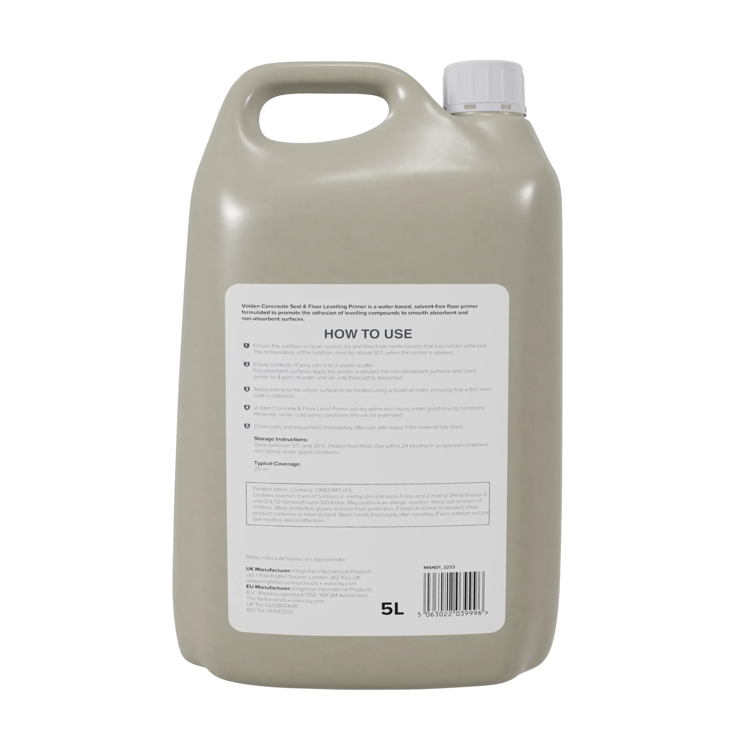 Volden Concrete seal & floor levelling White Universal primer, 5L, 5kg Jerry can Volden Concrete Seal & Floor Levelling White Universal Primer, 5L, 5kg Jerry Can -Home Paint Store volden concrete seal floor levelling white universal primer 5l 5kg jerry can5063022039996 04c scaled