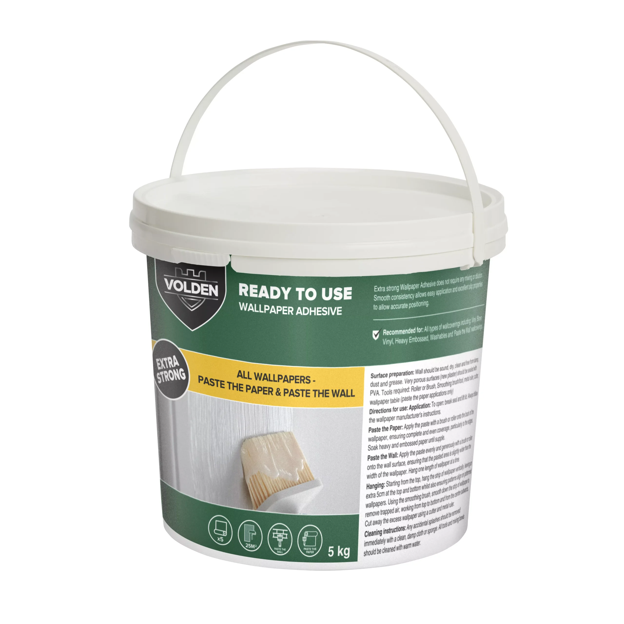 Volden Ready mixed Wallpaper Adhesive 5kg - 5 rolls Volden Ready Mixed Wallpaper Adhesive 5kg - 5 Rolls -Home Paint Store volden ready mixed wallpaper adhesive 5kg 5 rolls5059340614434 08c scaled