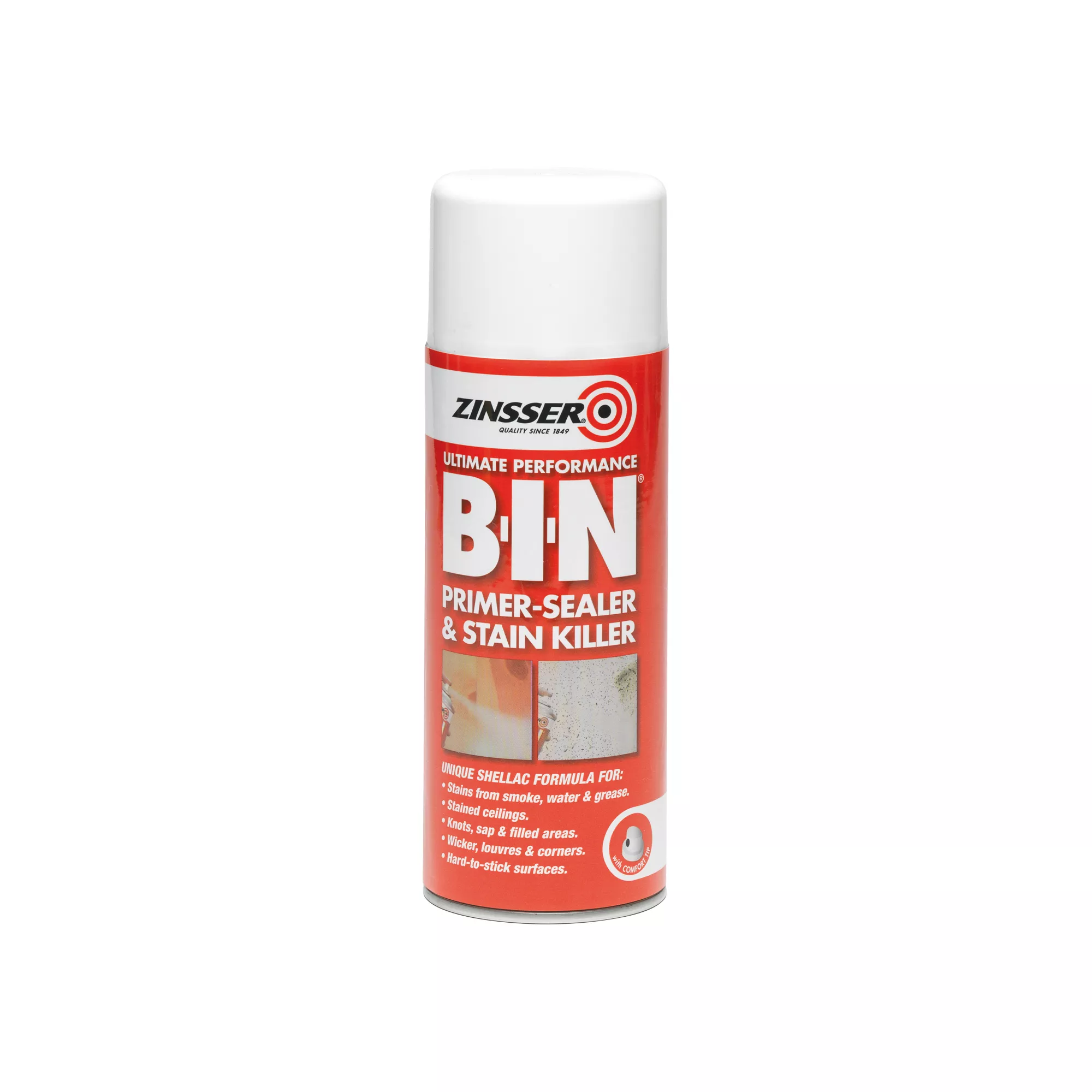Zinsser B-I-N Off white Matt Primer & undercoat Spray paint, 400ml Zinsser B-I-N Off White Matt Primer & Undercoat Spray Paint, 400ml -Home Paint Store zinsser b i n off white matt primer undercoat spray paint 400ml5037898610467 01c BQ