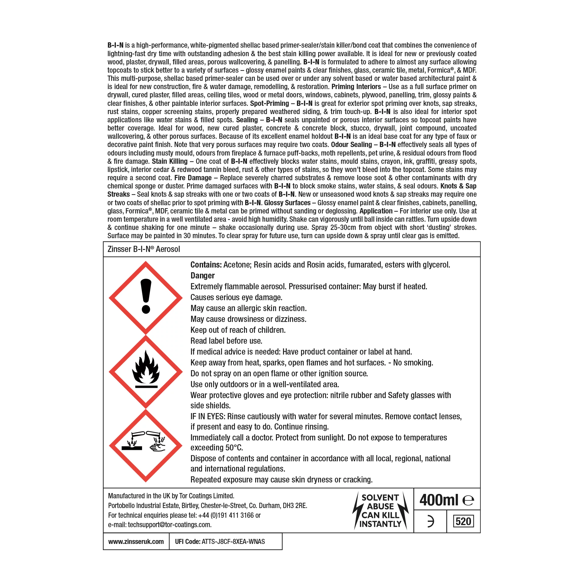 Zinsser B-I-N Off white Matt Primer & undercoat Spray paint, 400ml Zinsser B-I-N Off White Matt Primer & Undercoat Spray Paint, 400ml -Home Paint Store zinsser b i n off white matt primer undercoat spray paint 400ml5037898610467 04c BQ